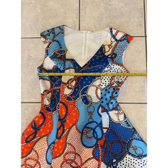 SCAPA Lauren Perre Multicolor V-Neck Sleeveless A Line Stretch Short Dress Sz S - Picture 6 of 6